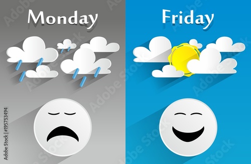 Conceptual feeling monday to friday vector illustration