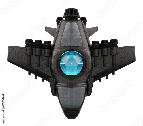 Fototapeta Naklejka Na Ścianę i Meble -  Futuristic spacecraft isolated on white background 3D rendering