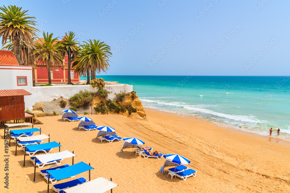 View of beautiful beach in Armacao de Pera, Algarve, Portugal
