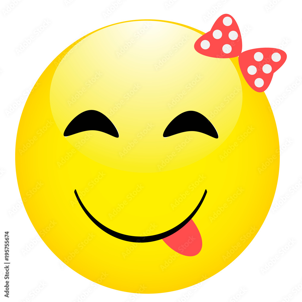 Smiling emoticon cute eyes. Happy girl face. Stock Vector | Adobe ...