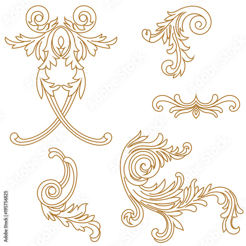 Golden vintage baroque ornament, corner. Retro pattern antique style acanthus. Decorative design element filigree calligraphy vector. - stock vector