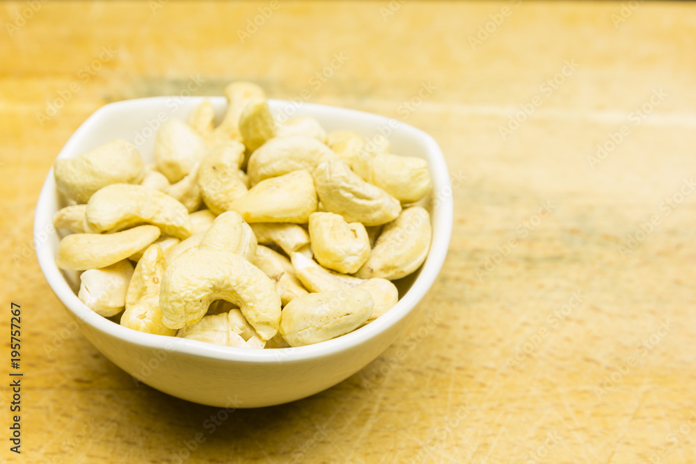 Bowl with cashew nuts.