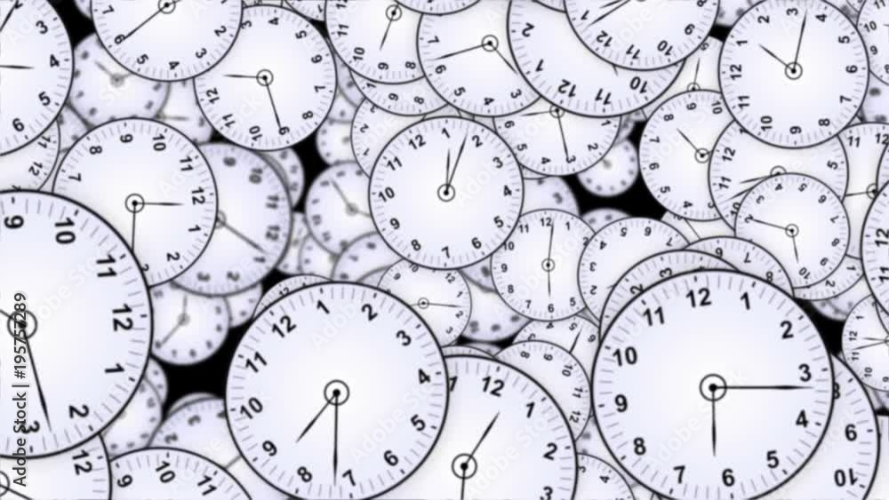 Falling Clocks Animation, Time Concept, Rendering, Background, with