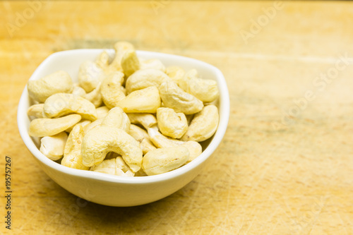 Bowl with cashew nuts.