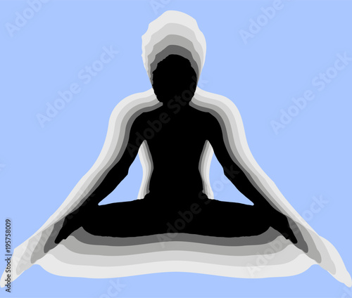 Yoga Meditation Pose black on blue background logo plain clear vector