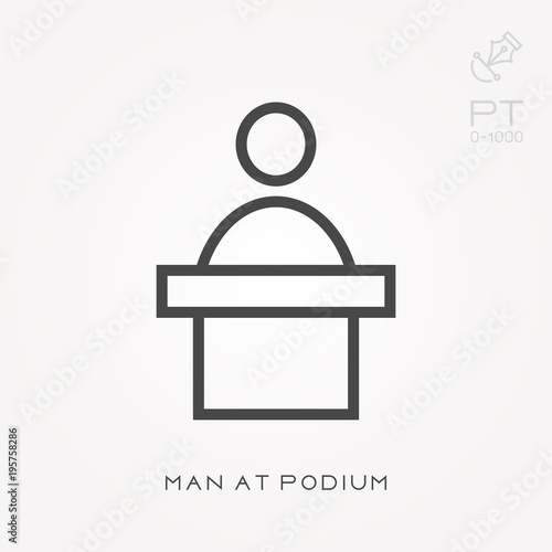 Line icon man at podium