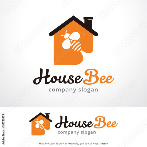 House Bee Logo Template Design Vector, Emblem, Design Concept, Creative Symbol, Icon