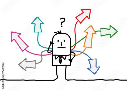 Cartoon Man with Multi Directions