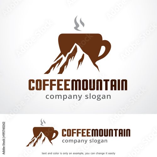 Coffee Mountain Logo Template Design Vector, Emblem, Design Concept, Creative Symbol, Icon