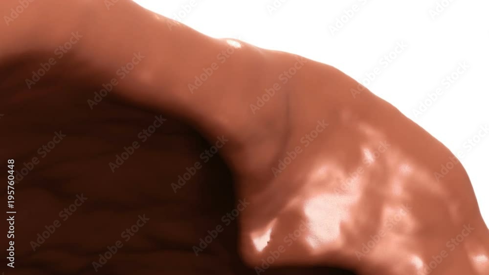 Hot chocolate or cocoa drink slow motion flow and splashes, alpha Hot chocolate or cocoa drink slow motion flow and splashes, alpha