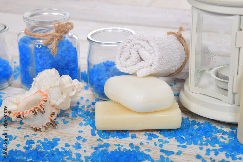 two natural soaps for body wash and blue sea salt for bath two natural soaps for body wash and blue sea salt for bath