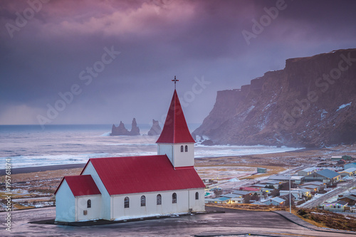 panoramic view of vik Icelandic town