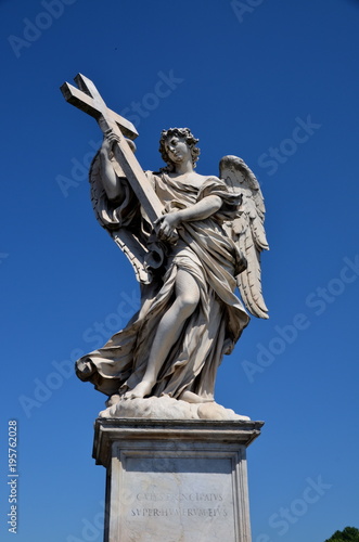 Angel with Cross Statue on Ponte Sant'Angelo in Rome, Italy