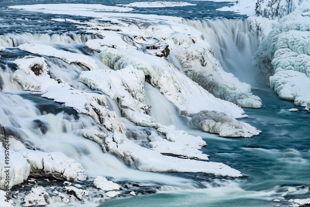 gullfoss waterfall, one of the golden circle landmarks in iceland gullfoss waterfall, one of the golden circle landmarks in iceland