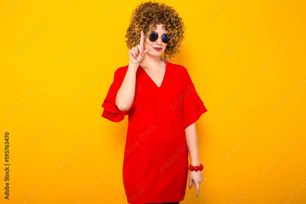 Attractive woman with short curly hair Attractive woman with short curly hair