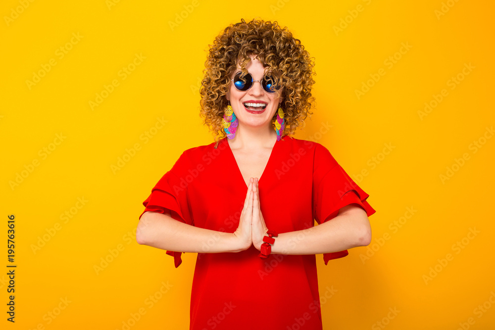 Attractive woman with short curly hair Attractive woman with short curly hair