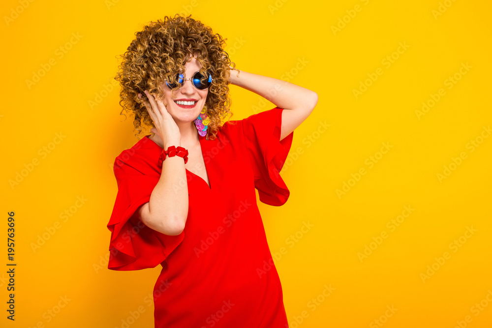 Attractive woman with short curly hair Attractive woman with short curly hair