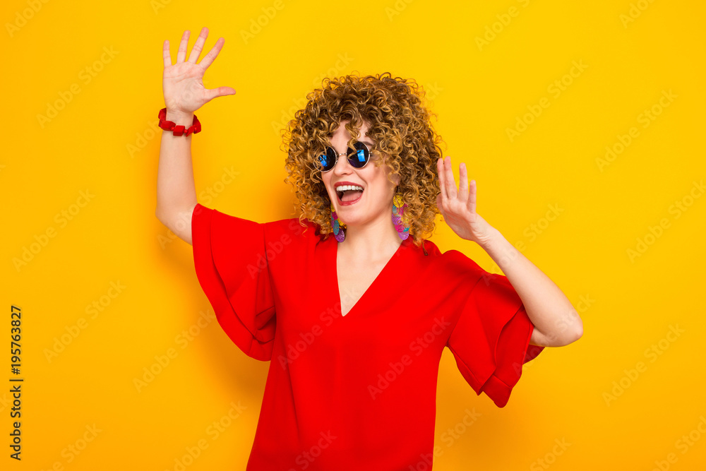 Attractive woman with short curly hair Attractive woman with short curly hair