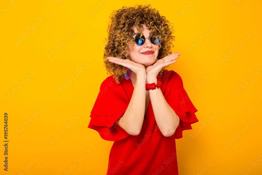 Attractive woman with short curly hair Attractive woman with short curly hair