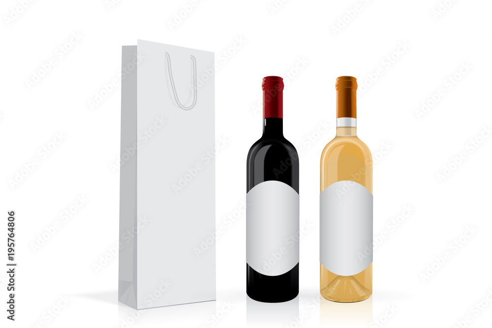a bottle of wine with  a package Mock Up  Template