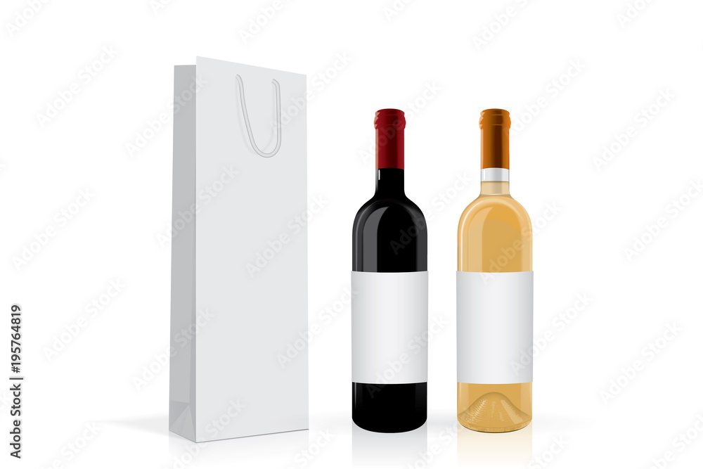 a bottle of wine with  a package Mock Up 