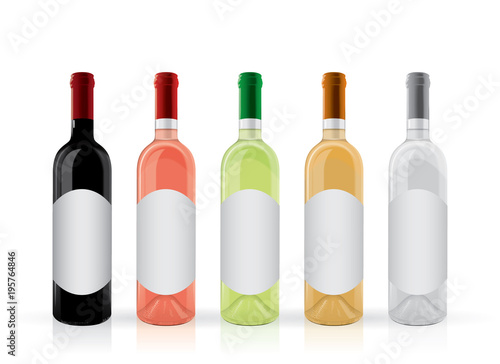wine bottles with a round label