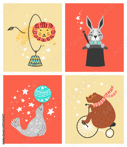 Vector illustration of circus animal. Cute cartoon characters