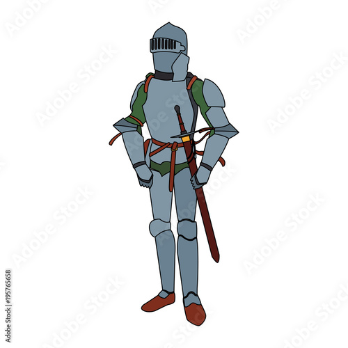 Medieval warrior cartoon vector illustration graphic design