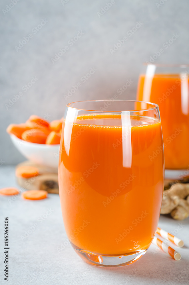 Two glasses of carrot juice Two glasses of carrot juice