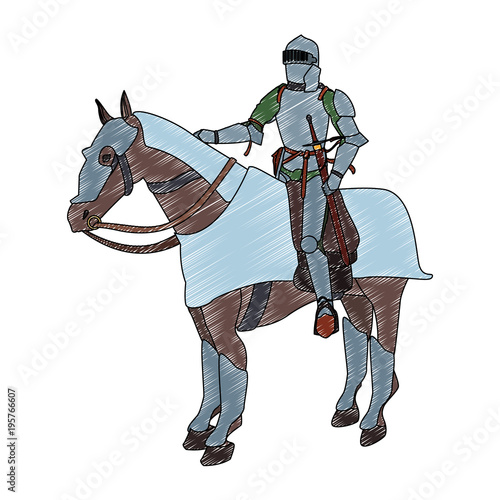 Medieval warrior on horse vector illustration graphic design