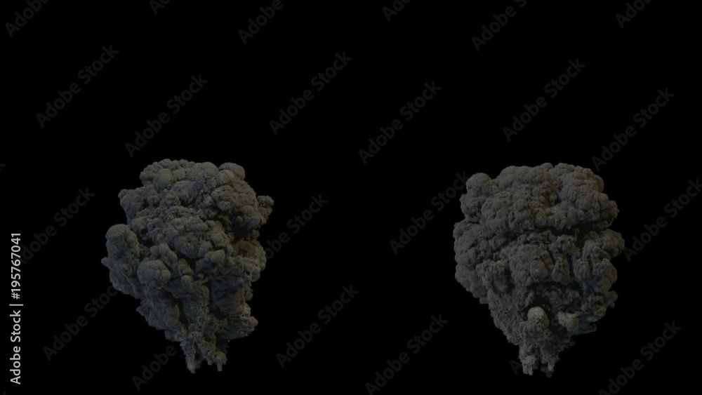 Volcano eruption, a cloud of black smoke, with alpha mask Volcano eruption, a cloud of black smoke, with alpha mask
