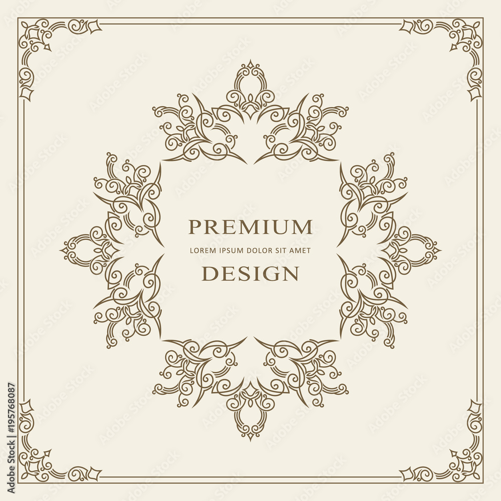 Vintage Ornament Greeting Card Vector Template. Retro Luxury Invitation, Royal Certificate. Flourishes frame. Vector Background