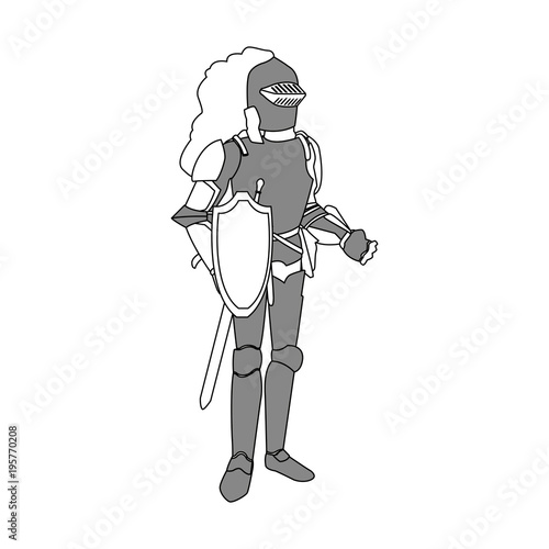 Medieval warrior cartoon vector illustration graphic design