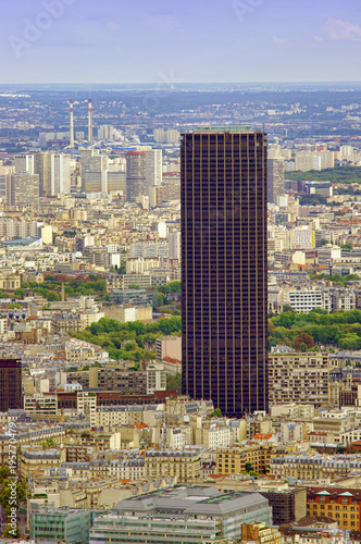 Tableau sur toile Montparnasse building seen from Eiffel Tower