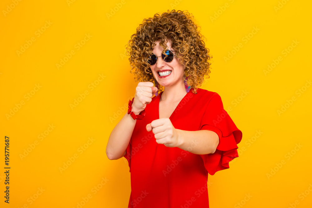 Attractive woman with short curly hair Attractive woman with short curly hair