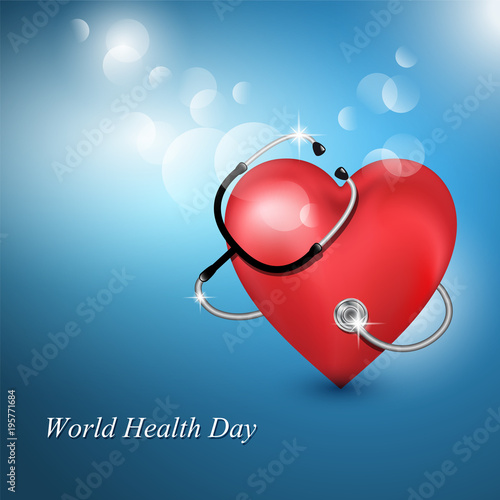 Stethoscope medical equipment and the heart shape.