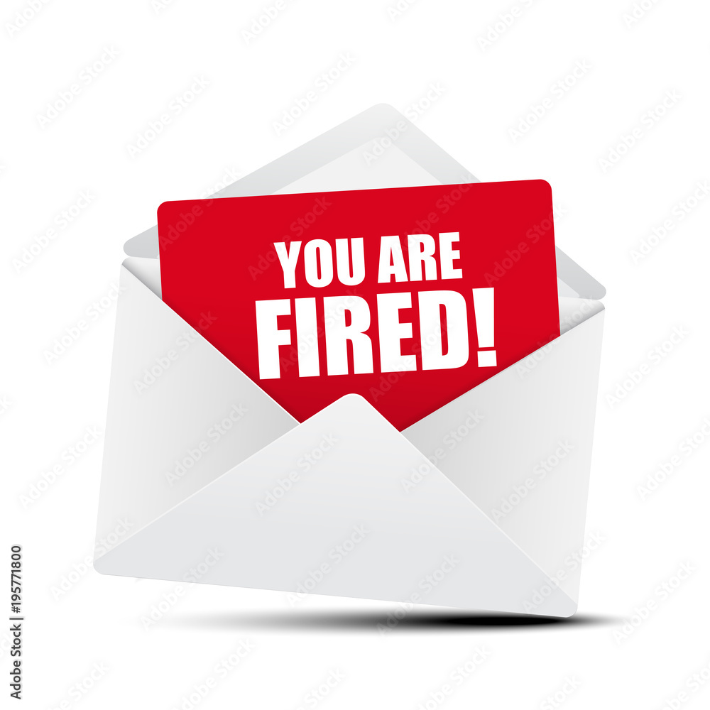 You Are Fired Card in Envelope, Vector Illustration Stock Vector | Adobe  Stock