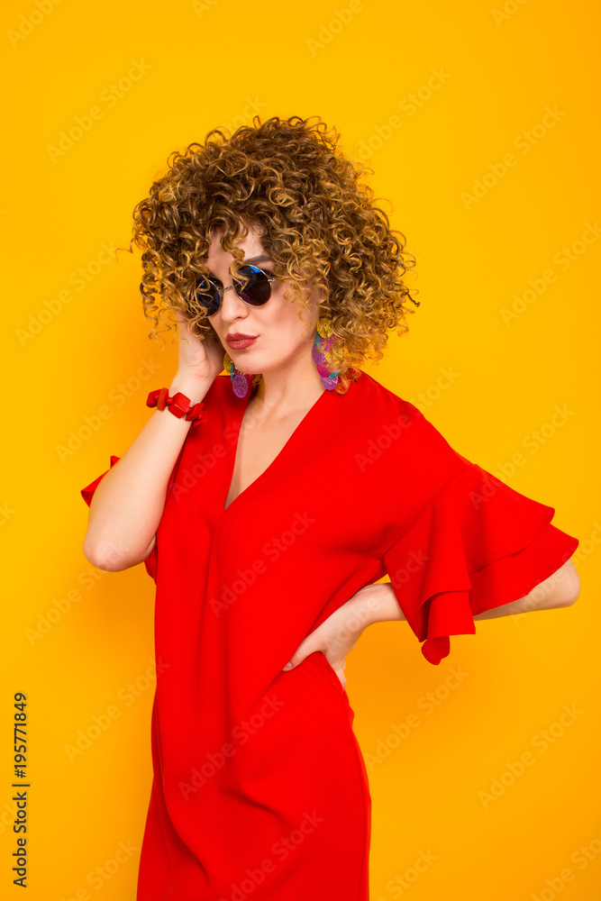 Attractive woman with short curly hair Attractive woman with short curly hair