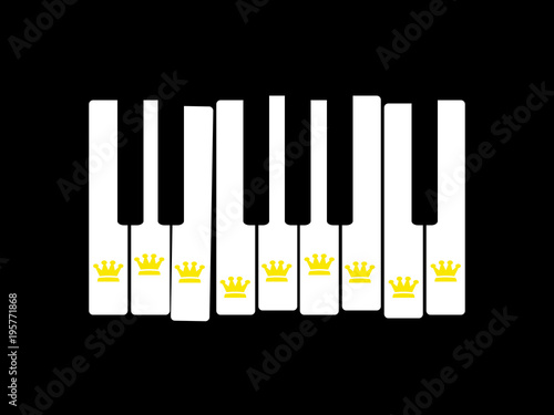Piano keyboard with crown