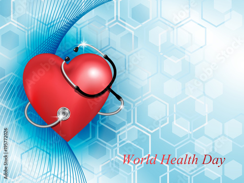 Stethoscope medical equipment and the heart shape.