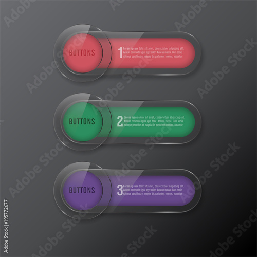 Set buttons web glass color red and green