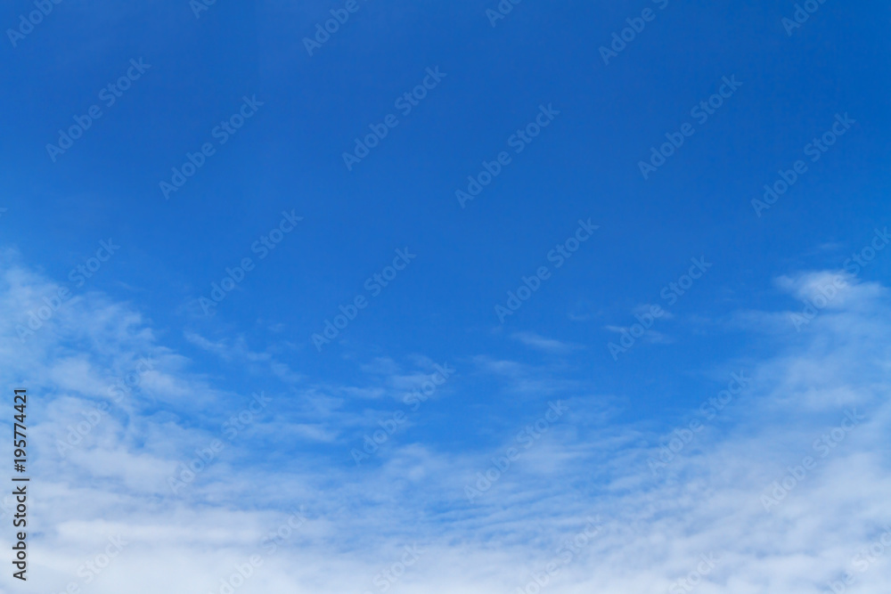 Blue sky and white fluffy clouds after raining; Background for business target or meteorology or inspiration