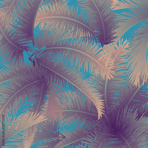 Tropical palm leaves vector floral pattern background