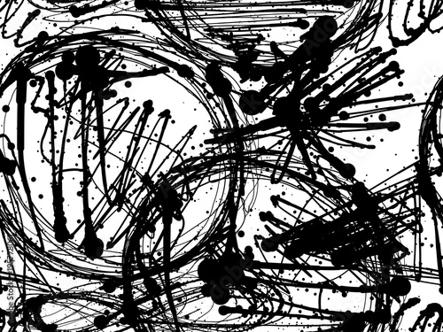 Seamless black and white pattern vector background. Sketchy Hand Drawn graphic print. Vector brush strokes design elements. Perfect for wallpapers, pattern fills, web page backgrounds, surface texture