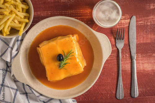 Francesinha on plate photo