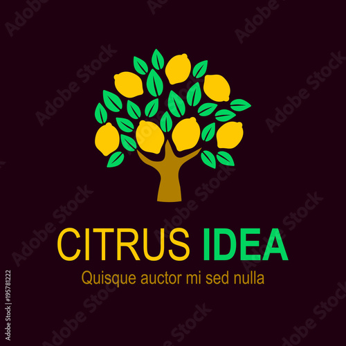 Lemon tree, fresh drink logo vector design. Fruit logo template you can use for product, restaurant and food logo. Vector Illustration. Lemon tree sign icon. Citrus idea