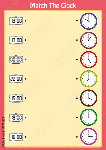 match the clocks, kids learn to read analog clocks with this matching math game, worksheet