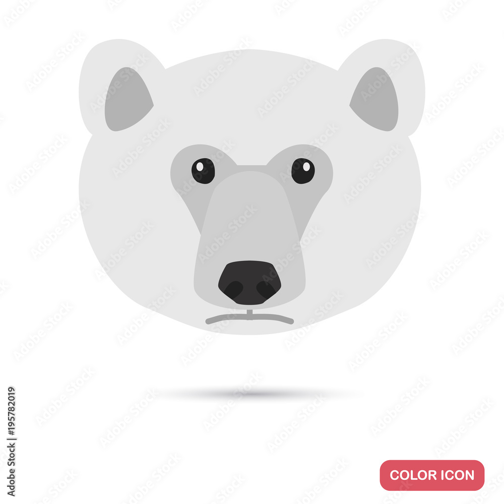 Polar bear muzzle color flat icon Polar bear muzzle color flat icon