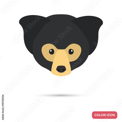 Sloth bear muzzle color flat icon