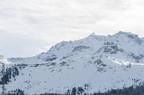 Silvaplana, Silvaplanersee, Piz Corvatsch, Bergbahn, Langlauf, Langlaufloipe, Winter, Wintersport, Alpen, Oberengadin, Graubünden, Schweiz photo